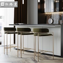 Bar modern simple light luxury kitchen model room Nordic high-end home Modern stool metal cafe cloth