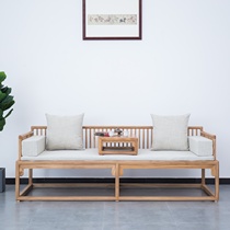 Luohan bed solid wood furniture old elm new Chinese Multifunctional Sofa simple paint-free Zen beauty couch three-piece set