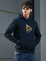 Tactical sweater hooded pullover top plus velvet jacket men loose Sports Leisure spring and autumn Iron Blood king line