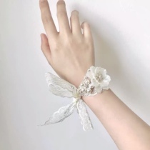 Shell pearl wrist flower knot wedding bridesmaid sister group ins lace bride stage white beautiful hand wreath