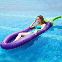 Eggplant water floating bed beach inflatable floating row Children adult floating swimming seat ring mesh cloth swimming equipment