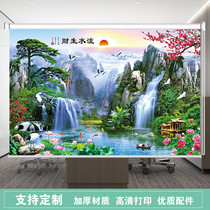 New Chinese landscape painting roller curtain curtain living room office study hand-held full shading shading waterproof landscape calligraphy and painting