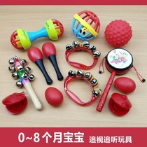  Baby small sand hammer red ball hand rattle Newborn baby hand grip listening chase visual training Red toy small rattle