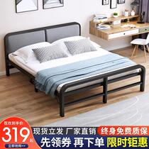 Iron bed folding modern simple double bed 1 5 m 1 8 m single bed economical rental house simple iron frame bed