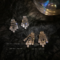 925 silver needle set diamond zircon tassel earrings Net red literary fan temperament earrings Korean version of Dongda fashion earrings