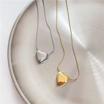 Korean version double-sided size love necklace female retro fashion temperament creative small peach heart clavicle chain Hip hop necklace
