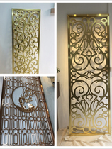 Stainless steel aluminum carved aluminum alloy American European screen titanium gold hollow carved carved porch metal light luxury flower grid partition