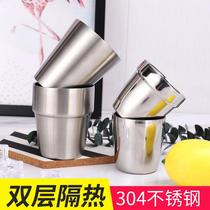 304 thickened stainless steel anti-scalding Korean beer cup Hotel household water cup Mouth cup Tea cup Double layer cup