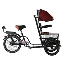 New elderly tricycle riding donkey pedal tricycle old man walking bicycle small manpower pick up children