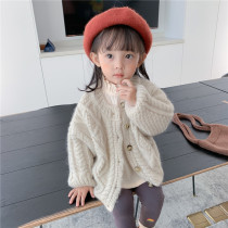 Girl Sweater Spring Autumn Ocean Qi Children 2022 New Baby Spring Blouses Children Knit Cardiovert Spring Dress Jacket