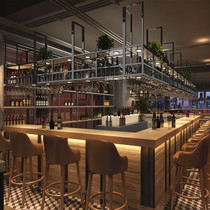 loft Industrial style bar bar hanger display red wine rack retro cashier counter restaurant hanging wine cup holder