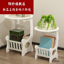 Small round table tea round table bedside table furniture small dining room white Japanese bedroom small coffee table
