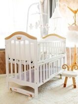 Environmentally friendly water-based paint solid wood European crib splicing bed multi-function solid wood Cradle Bed baby bed