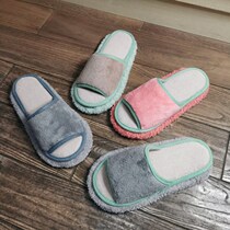 Spring and Autumn solid color simple lazy home clean mop floor slippers removable and washable mute wooden floor indoor
