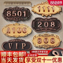 House number number plate home hotel box room number prompt indication listing self-adhesive residential personality digital stickers custom creative dormitory identification number room number high-grade signage custom