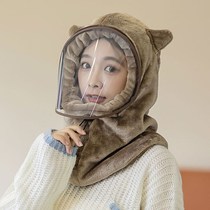 Hat New 2021 net red autumn and winter neck sleeve head riding wind cap female thick warm ear protection with mask