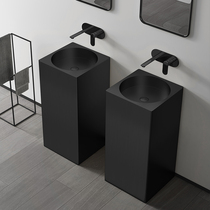 Stainless steel column basin integrated washbasin vertical balcony outdoor wash basin floor villa black column Basin