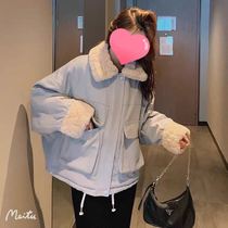 Winter cotton-padded clothes oversize female tide ins Hong Kong wind short small student Korean loose lamb coat