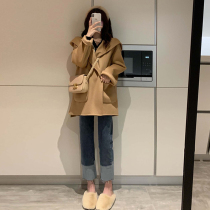 Double-sided cashmere coat women 2021 new high-end small man autumn and winter thick long French woolen coat