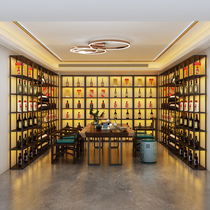 Wine storage cabinet bar music restaurant against the wall wine decoration shelf wrought iron luminous liquor rack custom