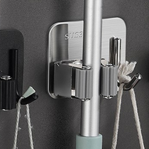 Waterproof bathroom with punch-free mop frame Hook God Instrumental Powerful Viscose Toilet Wall-mounted Stick Hook clamping stainless steel