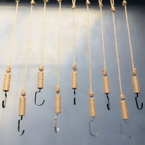 Clothing Store Exhibition Rack Hung Hanger Wall-mounted Wall Creative Retro Hooks S Hook Black Hook Hemp Rope Rings Decoration
