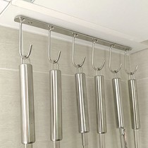 Free-to-punch kitchen cupboard under-hook suspended stainless steel top-set hanger nail-free creative containing row hanging rack