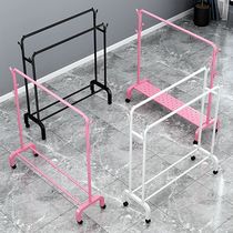 Net red floor hanging hanger home bedroom drying rack folding simple wardrobe storage artifact coat rack drying Rod