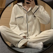 Korean version of ins coral fleece pajamas female autumn and winter cute flannel student girl home clothing warm winter suit