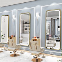 Wall-mounted LED mirror hair salon hairdressing monomirror mirror special type tide Net red with light mirror table beauty