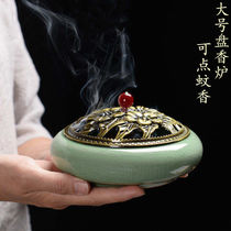 Household size pan incense burner indoor air purification mosquito stove tea ceremony incense burner deodorant repellent sandalwood incense sandalwood stove
