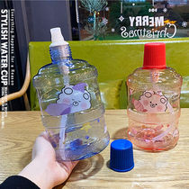 New cute cute water bottle mini bucket simple bear plastic cup male student female large capacity trend water Cup