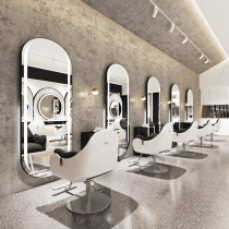 Net red tide mirror hair salon dedicated barber shop single-sided wall mirror wall-mounted LED touch salon shop