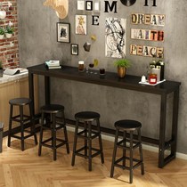 Bar solid wood milk tea shop against the wall long table narrow table light luxury simple coffee shop dessert shop table small table