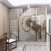 Stainless steel rockery TV background wall rose gold brushed metal screen entry door titanium gold partition grid