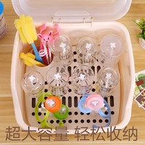 -Baby bottle storage box box with large baby tableware portable drain drying rack with cover dust-proof antibacterial-
