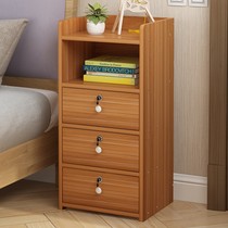 -Bedside table simple modern small cabinet with lock locker Nordic bedroom small simple bedside storage-