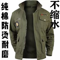 Cotton overalls mens singles shirt single pants spring and autumn padded suit electric welding Auto Repair Anti-scalding wear thin pants