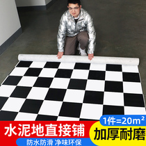 Rough barber shop floor plaster leather black and white plaid decoration floor mat floor leather restaurant rental room square mat