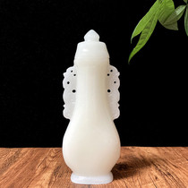Natural jade vase ornaments sweat white jade carving living room office desktop porch TV cabinet wine cabinet decoration gifts