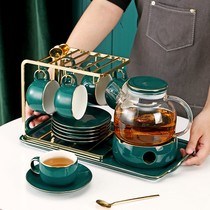 English light luxury afternoon tea flower fruit tea cup tea set flower tea pot set fruit glass pot with filter candle heating