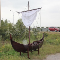Customizable two-headed wooden boat sailing European wooden boat boating wedding photography decoration boat props wooden boat