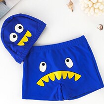 Childrens swimming trunks set cute elastic and comfortable anti-embarrassing swimming cap beach hot spring swimming pool flat corner kid swimwear