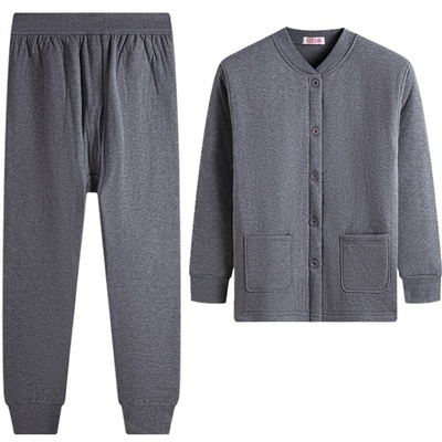 Men's thermal underwear underwear high-grade three-layer cotton padded old q men's thermal underwear set cotton pair