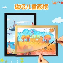 Magnetic childrens picture frame hanging wall magnetic wall sticker photo frame framed a4 display free hole 4k8K open magnetic attraction A3.