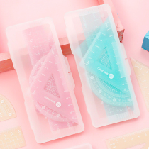 Ruler set set ruler special supplies for primary school students macaron color childrens soft ruler triangle four-piece set