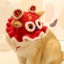 Tiger Head Hat Cat Tiger Year Pet Hat Handmade Wool Knitted Leaky Ears Cute Photographs New Year Ornaments