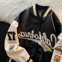 vintage Baseball Clothing Women Spring and Autumn Puleather Jacket oversize American Retro Tide Brand ins Flying Jacket