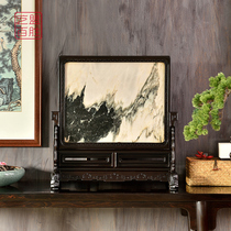 Purple sandalwood inlaid with marble platform screen tea room insert crafts Chinese study mahogany inkstone screen ornaments