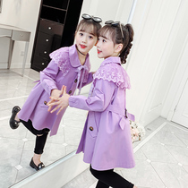 Girls windbreaker 2021 new autumn dress childrens style spring and autumn coat in big children long style English Korean version